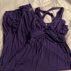 Long, purple maternity dress